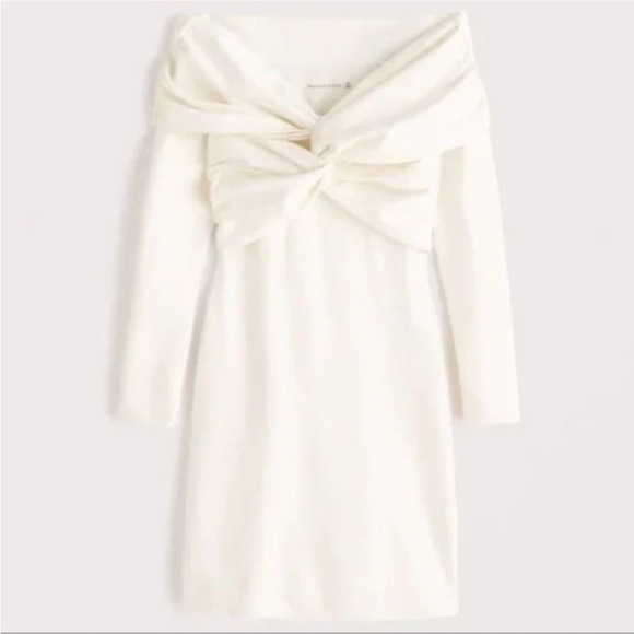 Abercrombie & Fitch Off the shoulder twist front mini dress ivory size XS - Picture 1 of 10